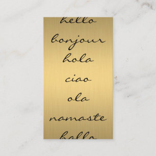 Hello Greetings Faux Metallic Gold Business Card