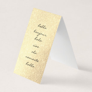 Hello Greetings Gold Glitter Business Card