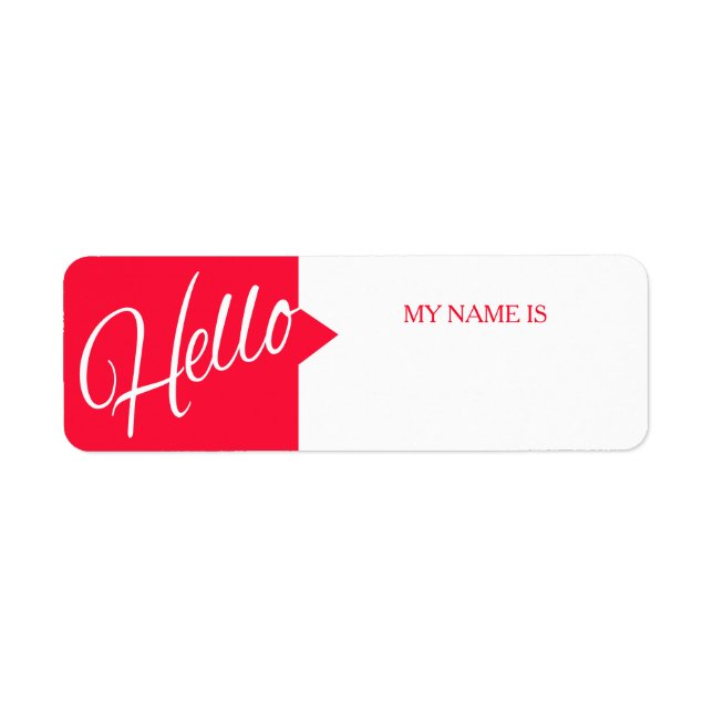 Hello greetings introduction red name labels (Front)