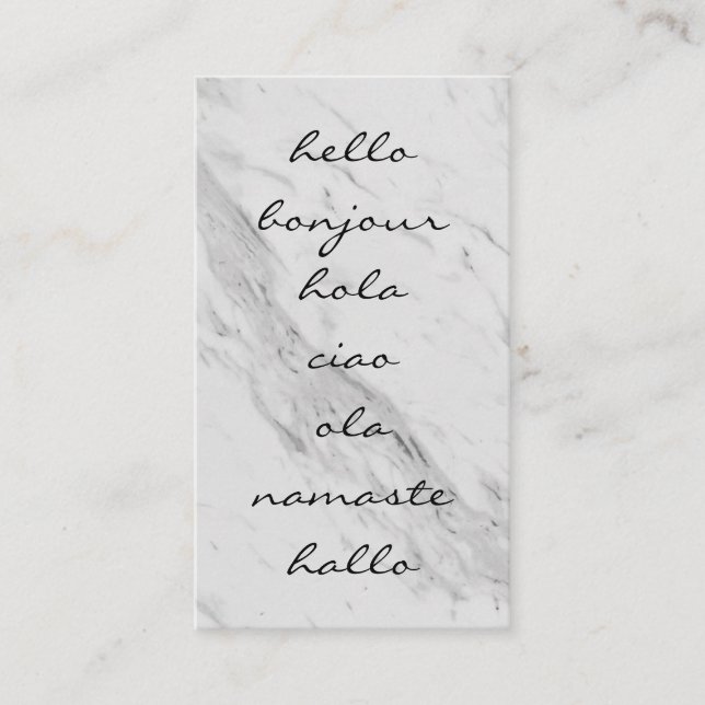 Hello Greetings / Marble Business Card (Front)