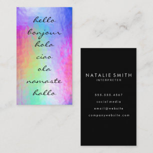 Hello Greetings Pastel Metallic Foil Business Card