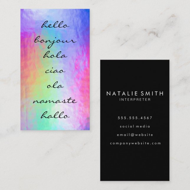 Hello Greetings | Pastel Metallic Foil Business Card (Front/Back)