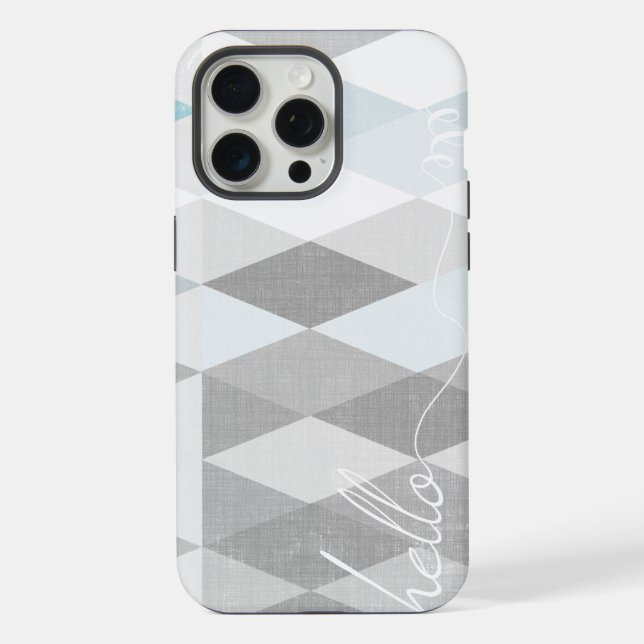 Hello Grey and Blue Linen Pattern iPhone 6 Plus Case (Back)