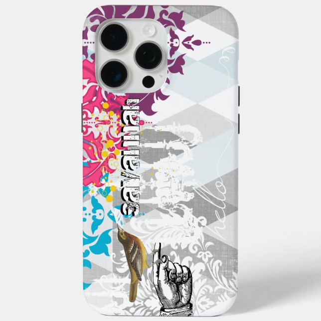 Hello Grey and Blue Linen Pattern iPhone 6 Plus Case-Mate iPhone Case (Back)