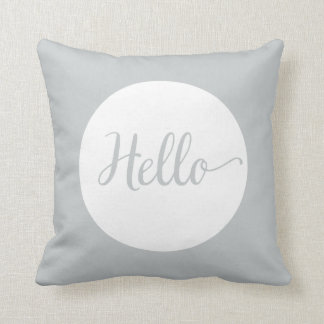 Hello Grey Grey White Reversible Throw Pillow