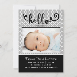hello grey photo - Birth Announcement