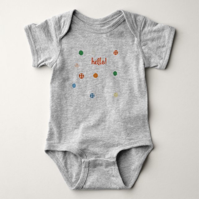 Hello! Grey with Polka Dots Bodysuit (Front)