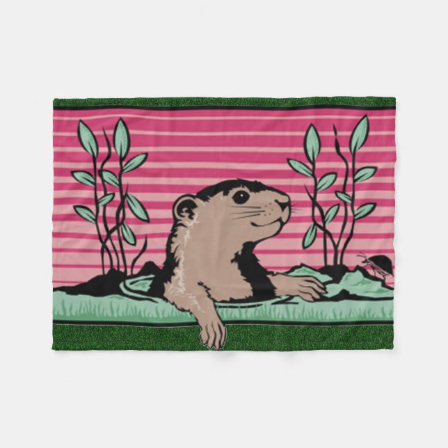 Hello, Groundhog's Shadow - Fleece Blanket (Front (Horizontal))