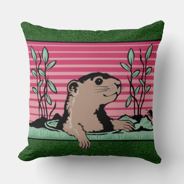 Hello, Groundhog's Shadow - Throw Pillow (Front)
