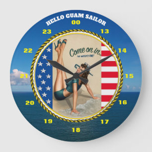 HELLO GUAM SAILOR LARGE CLOCK