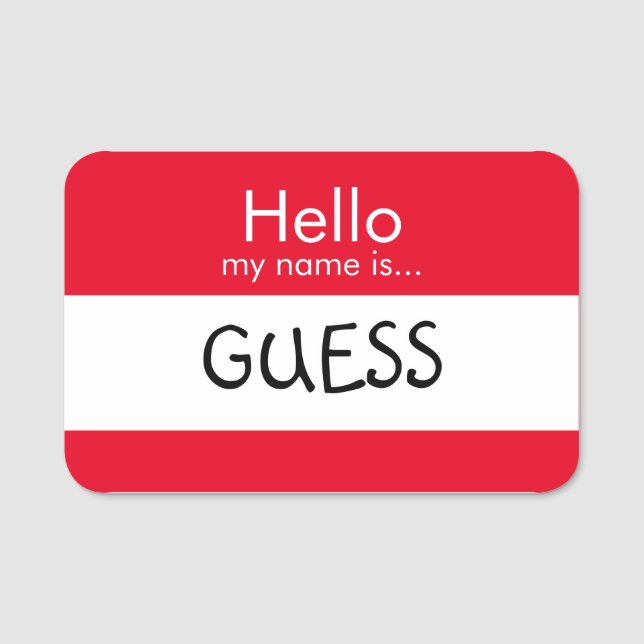 Hello... Guess Name Tag (Front)