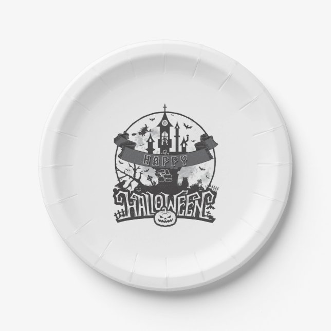Hello Halloween - Halloween party Paper Plate (Front)