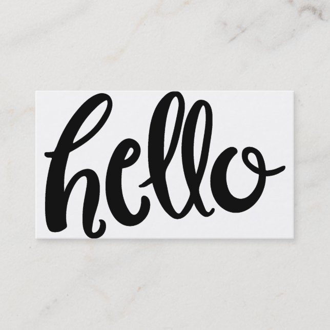 Hello Hand Lettered Business Card (Front)