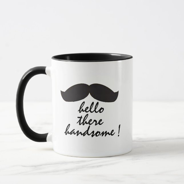 Hello Handsome message mug gift for boyfriend (Left)