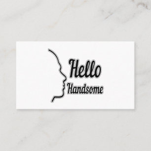 Hello Handsome Profile Face Drawing Typography Business Card