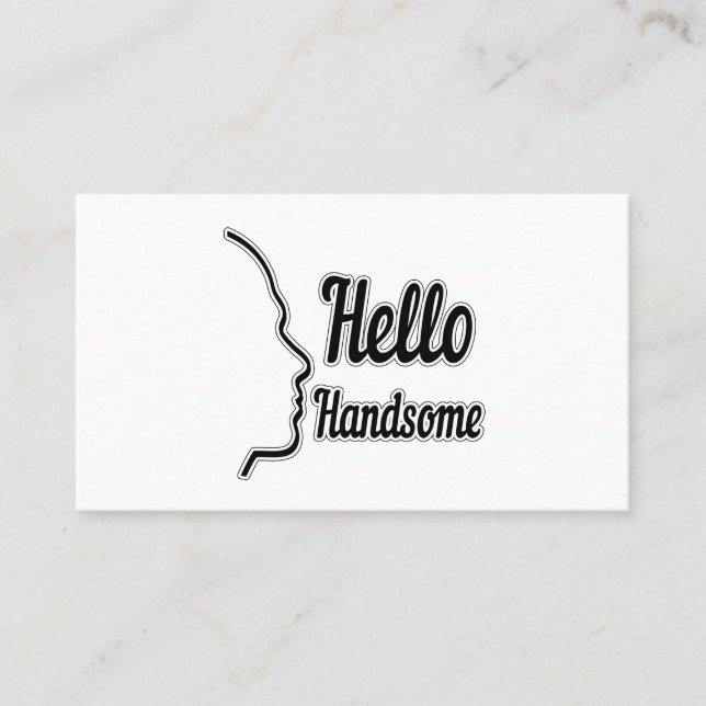 Hello Handsome Profile Face Drawing Typography Business Card (Front)