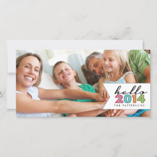 Hello Happy New Year 2014 Family Photo Card