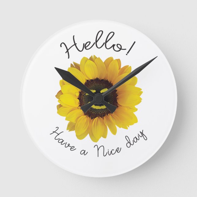 Hello ! Have a nice day Round Clock (Front)