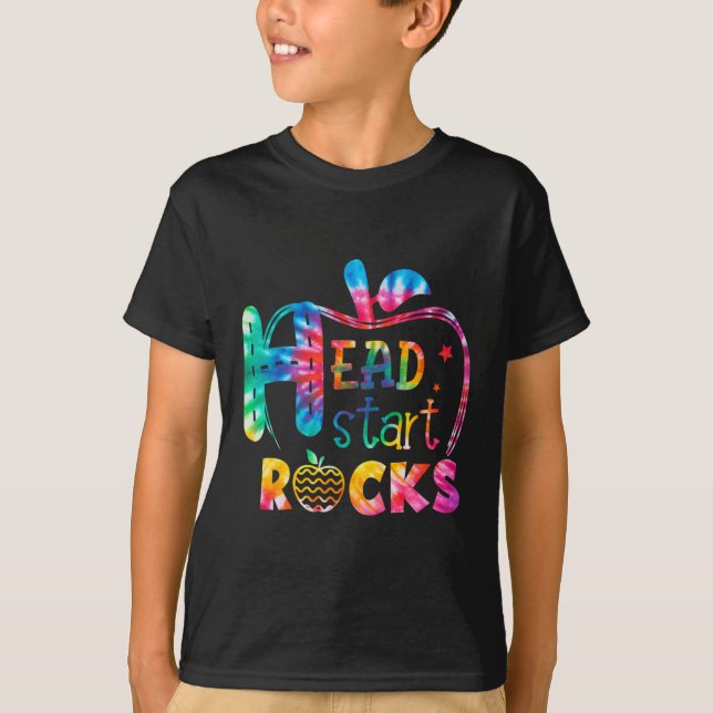 Hello Head Start Rock Tie Dye Back to School Teach T-Shirt (Front)