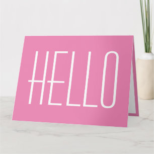 Hello Hi Simple Typography Minimalist Pink Modern Card
