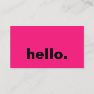 Hello Hot Pink Fuchsia Colourful Typography Custom Business Card