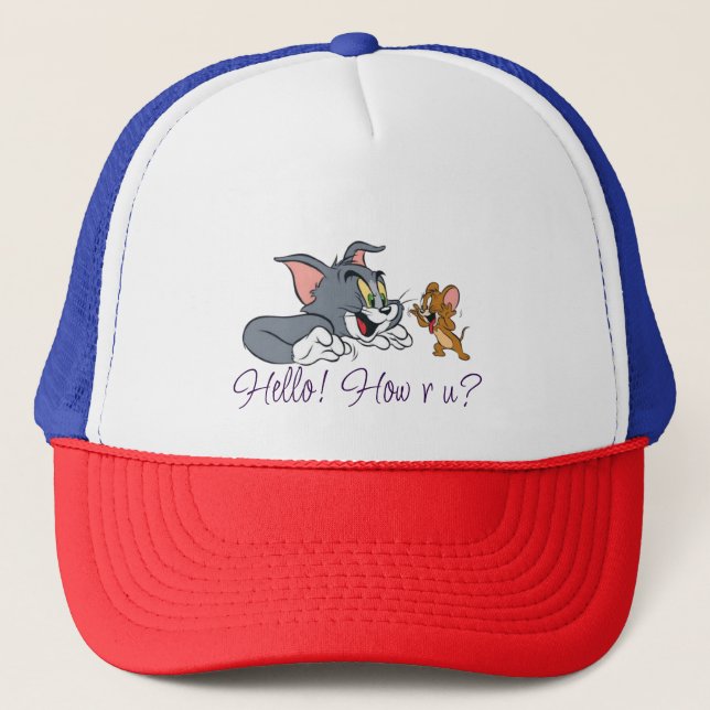 "Hello! How r u?" Trucker Hat – Fun & Trendy (Front)