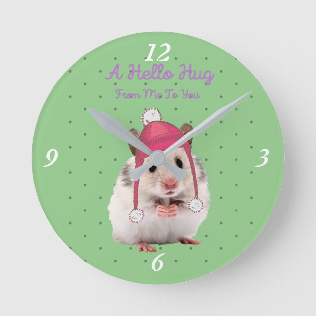 Hello Hug Hamster Round Clock (Front)