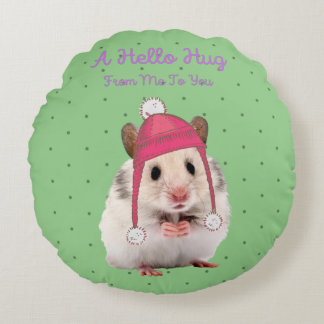 Hello Hug Hamster Round Pillow