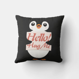 Hello! Hug Me - penguin costume personalization Throw Pillow