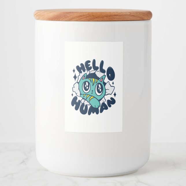 Hello human Cute Cat Food Label (Front)