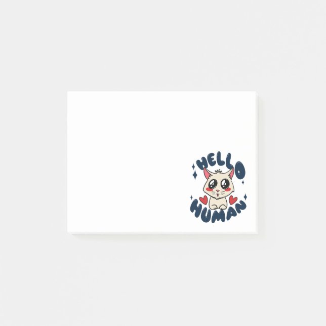 Hello human Cute Cat Post-it Notes (Front)