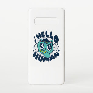 Hello human Cute Cat Samsung Galaxy Case