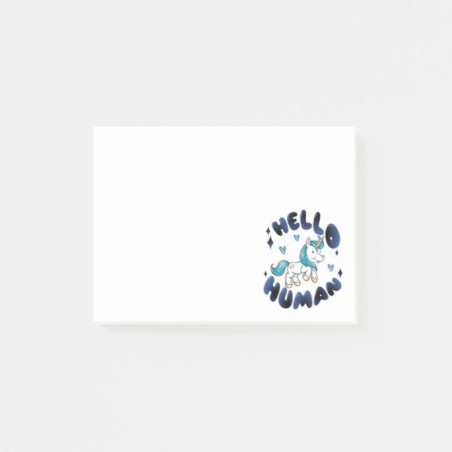 Hello human Lovely Unicorn Post-it Notes (Front)