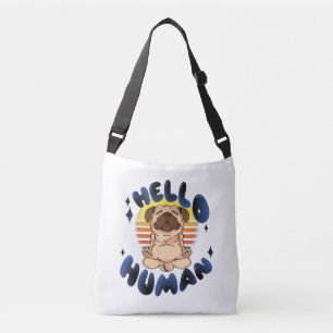 Hello human Meditating yoga dog Crossbody Bag