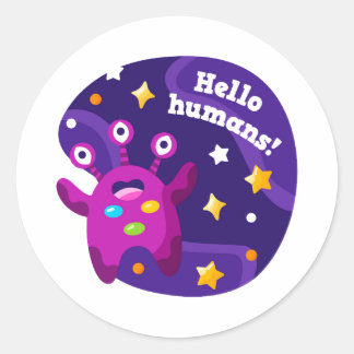 Hello humans classic round sticker