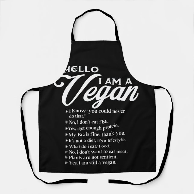 Hello I Am A Vegan 9 Things About Vegan Apron (Front)