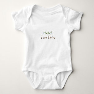 Hello I am Daisy add name text simple minimal y Baby Bodysuit