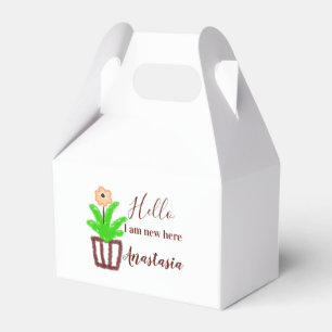 Hello I am new here baby shower kids floral leaf p Favor Box