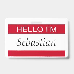 Hello I Am Personalized Badge