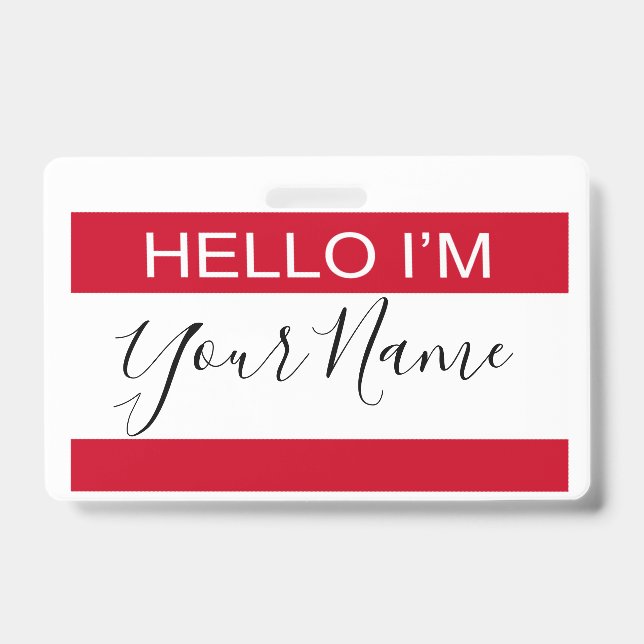Hello I Am Personalized Custom Made Badge (Front)