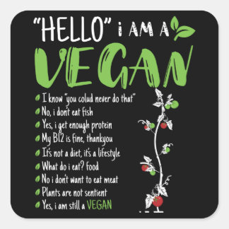 Hello I Am Vegan Square Sticker