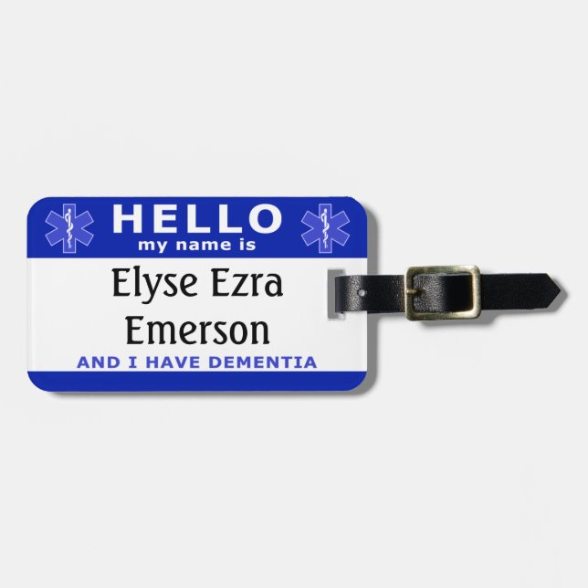 HELLO i have dementia identification Luggage Tag (Front Horizontal)
