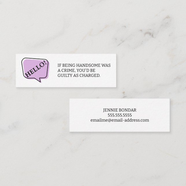 Hello If Being Handsome Fun Dating Calling Card (Front/Back)