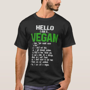 Hello I'm A Vegan Vegetarian Veggie Animals Rights T-Shirt