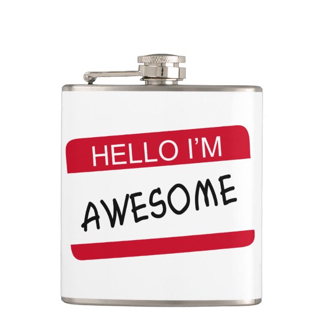 Hello Im Awesome Hip Flask (Front)