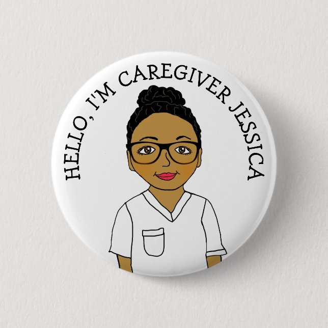 Hello, I'm Caregiver Add Name 2 Inch Round Button (Front)