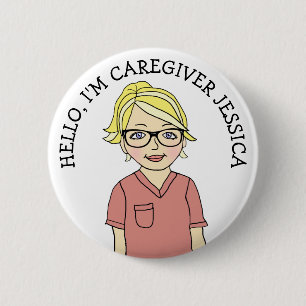 Hello, I'm Caregiver Add Name 2 Inch Round Button