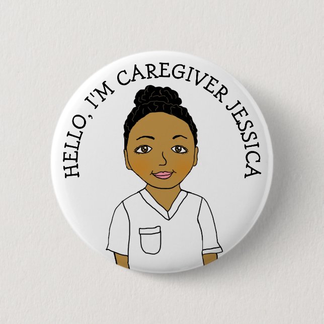 Hello, I'm Caregiver Add Name 2 Inch Round Button (Front)