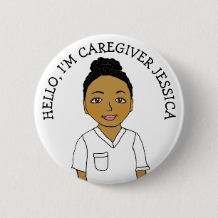 Hello, I'm Caregiver Add Name 2 Inch Round Button