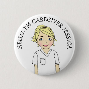 Hello, I'm Caregiver Add Name 2 Inch Round Button
